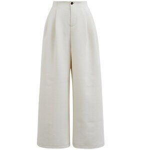 CHICWISH - Side Pockets Pleats Wide-Leg Pants in Ivory - S/M